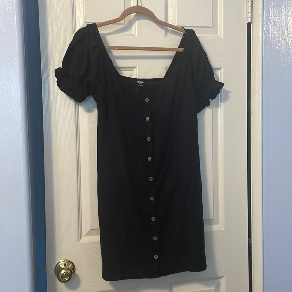 Black button up dress with tie in the back